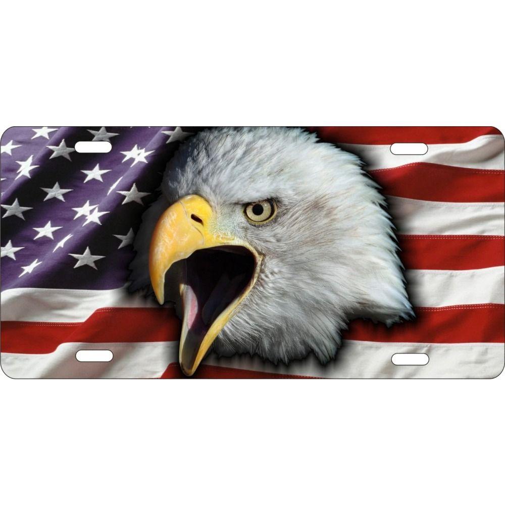 Metal Sign American Bald Eagle USA Flag Patriotic Wall Decor 30x15 cm