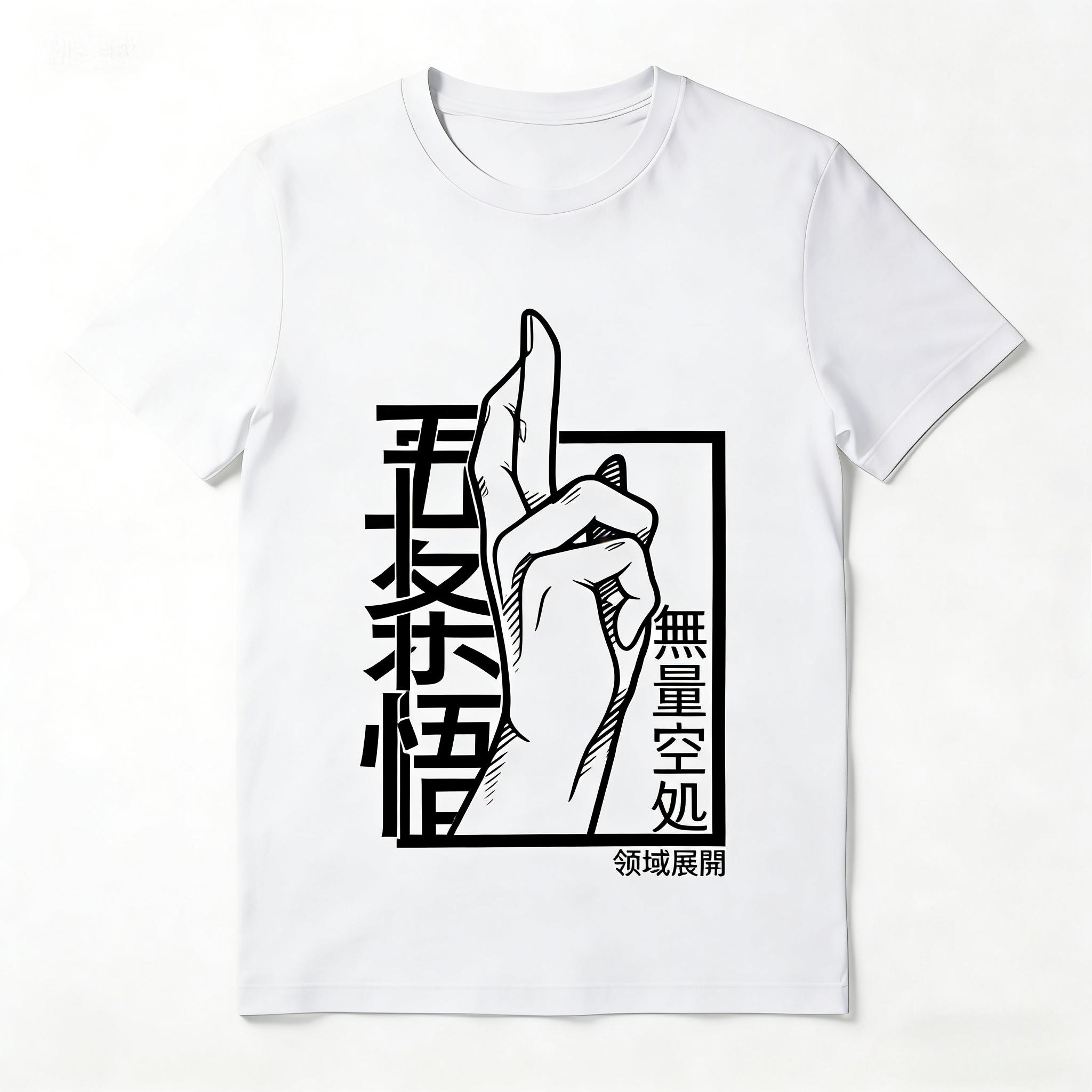 

2026 Summer New100 purecotton Jujutsu Kaisen anime character pattern leisure Gojo Satoru text Short Sleeve Tshirt Round shirt L