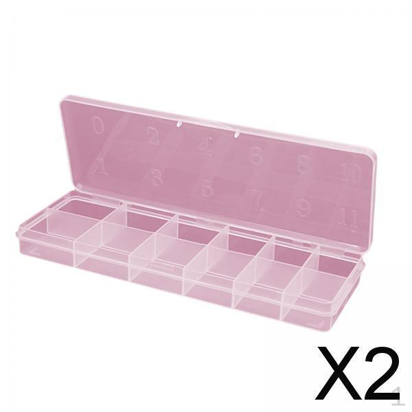 

2xNail Tips Organizer Box with 0-11 Number False Nail Storage for Rhinestone