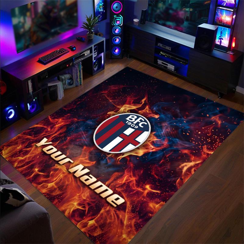 Crystal Velvet Rug Bologna FC Print Custom Name Text Floor Mat Home Decor