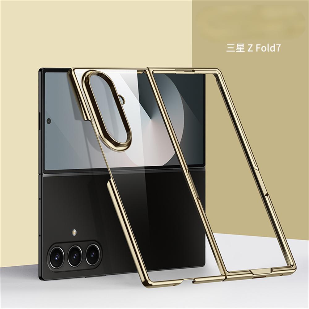 Luxury Electroplated Transparent Phone Case for Samsung Galaxy Z Fold 7 6 5 Shockproof Protective PC TPU Hard Back Cover Fold 7