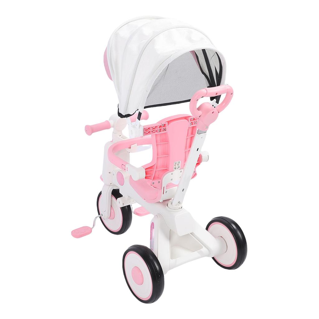 Baby Tricycle with   Parents Push Handle Music Light Folding Canopy Toddler Kids Trike for 18 Month to 5 Years Boys Girls