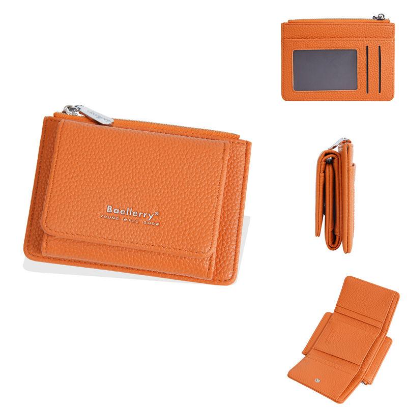 Baellerry Women Tri-fold Short Wallets Artificial Leather Fashion Zipper Coin Purse Card Holder
