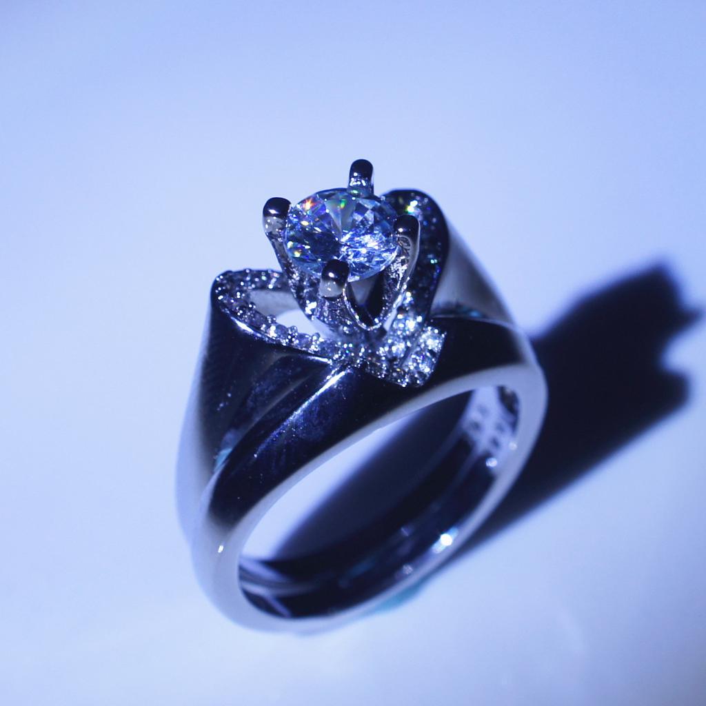 New Creative Heart-shaped Diamond Ring Simulation Female Eurn Fashion Engagement Ring Set Ring