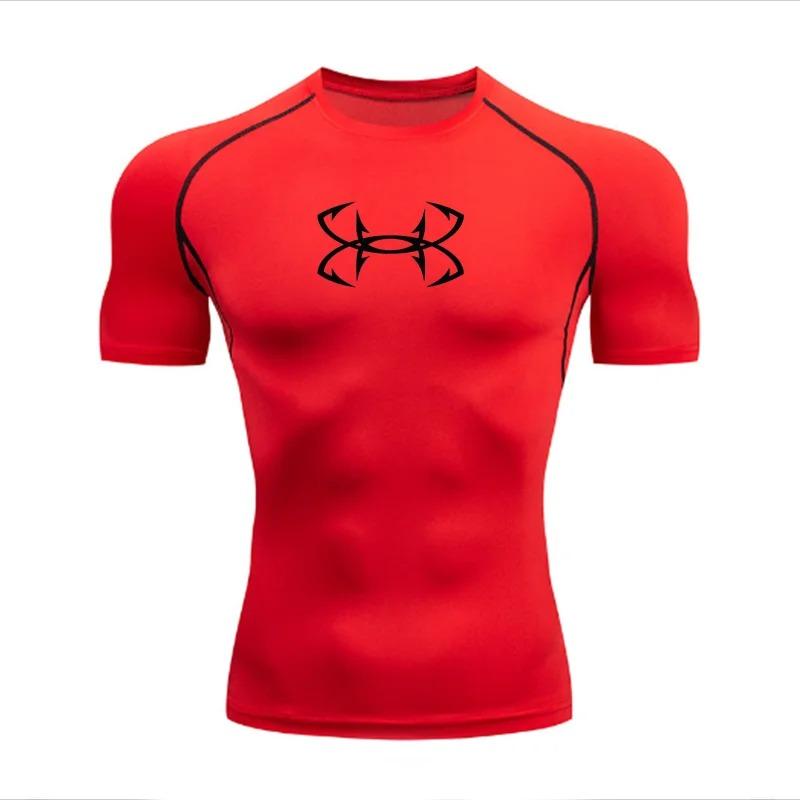 Tight T-shirt for Men's Short Sleeve Sports Fitness Running Sporter Gym Fashion Drying Workout High Elasticity Breathable Sweat-Resistant