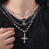 Necklace Set Cross Pendant Necklace Silver Rhinestone Necklace Geometric Love Pearl Necklace  Male