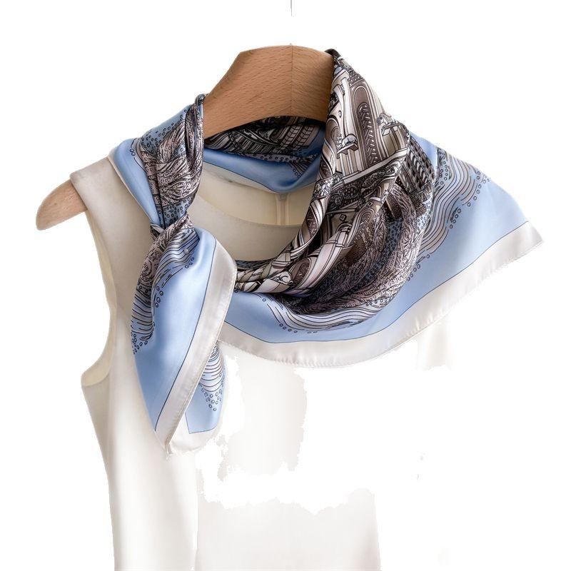 Spring Square Scarf Women‘s Fashion Print Scarf Luxury Imitation Silk Neckerchief Bandanas Hairbands Wraps For Travel