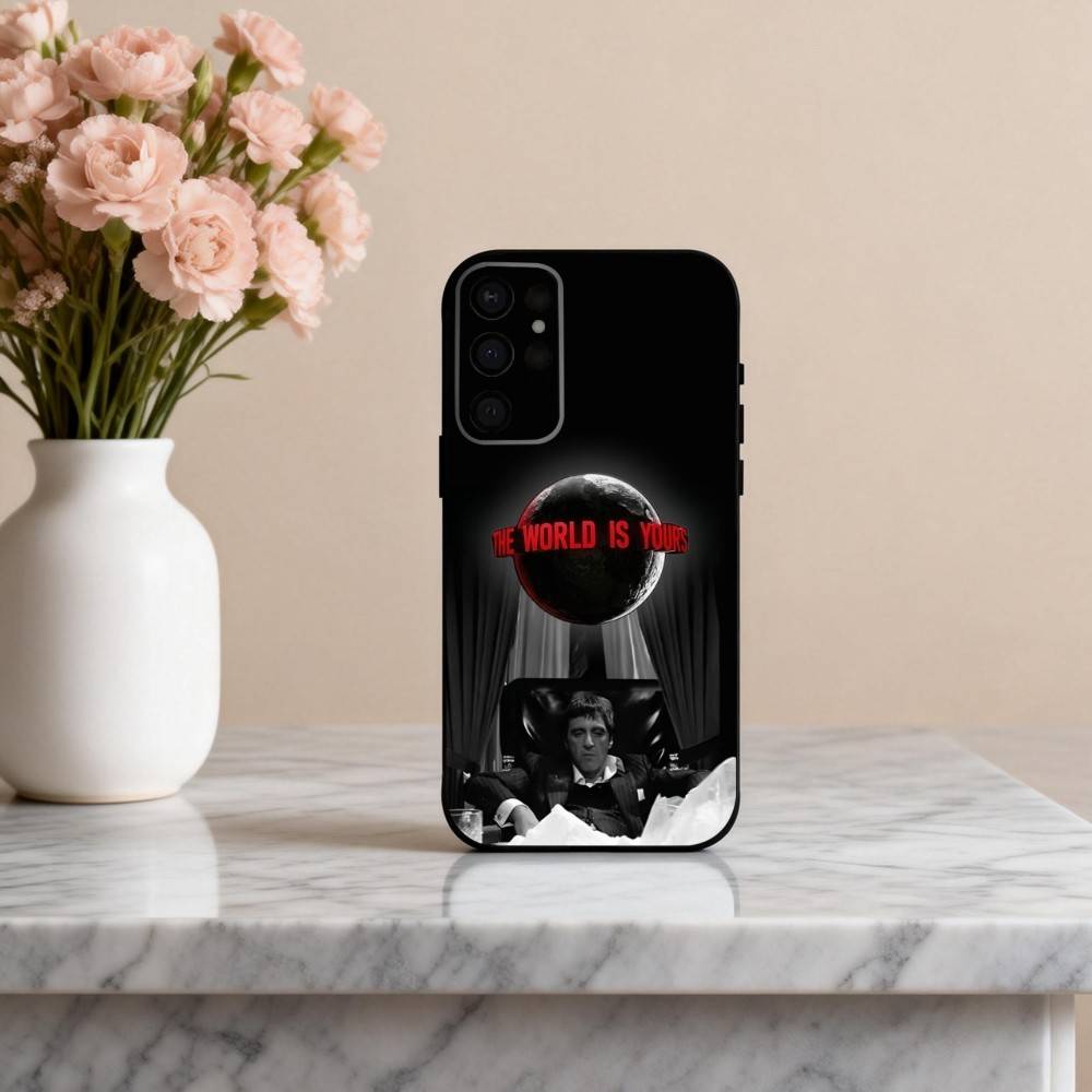 T-The World Is Yours S-Scarfaces Phone Case For Samsung S25,24,23,22,30,21,10,9,Ultra,Plus,Lite,FE,4,5 G Soft Black Case
