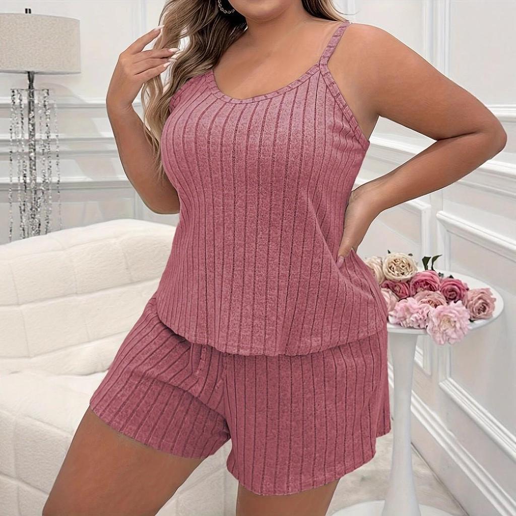 Women's Casual Solid Color Camisole Shorts Pajama Set