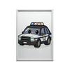 Police Car Poster Police Car Poster, 30X40 Cm, White Wooden Frame, 230 Gsm Matte Paper