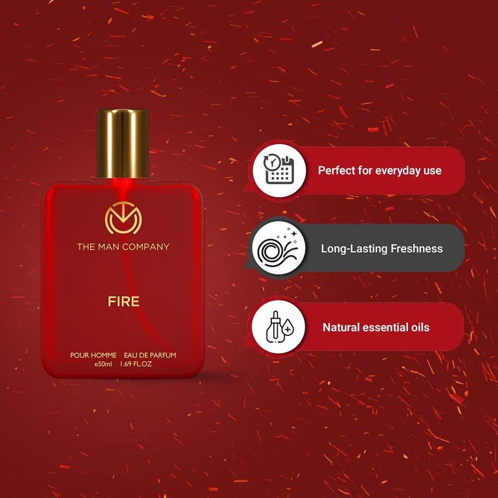 The Man Company Fire EDP - 50ml | Perfume For Man | Premium Long Lasting Fragrance | Fresh, Floral & Woody | Gift For Man