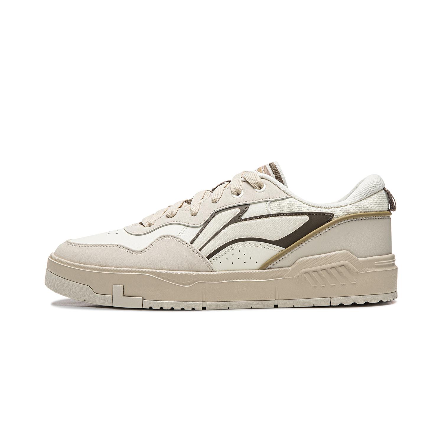 Li Ning Men's Beige Common 80S Coverage Slip Resistant, Abrasion Resistant, Lightweight Low Top Skateboard Shoes Agcw013-4 Cm