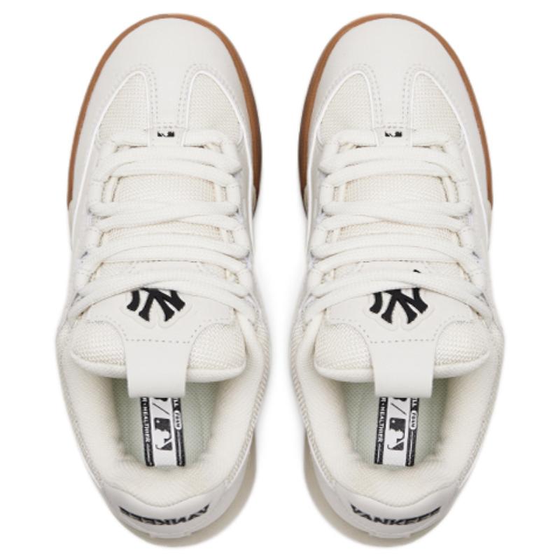 MLB Chunky Wide Low top Skateboard Shoes Unisex White Beige Sneakers 3ASXCCW3N-50CRS