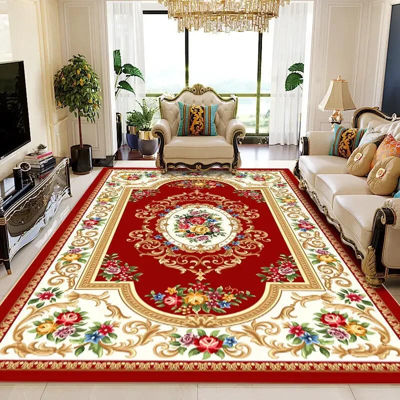 European Style Large Size Household Carpets for Living Room Decorative Rug Carpets for Bed Room Washable Non-slip Floor Mat Blue