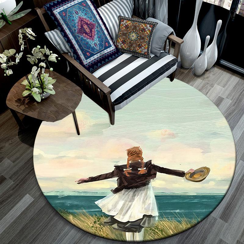 Anne Cartoon Pattern Round rug,Carpet Rug for Living Room Bedroom Playroom ,Non-slip Floor Mat,Holiday Gifts and Birthday Gifts.