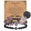 Bracciale con proiezione "Ti amo" in 100 lingue con pietra naturale smerigliata e turchese bianco per coppie