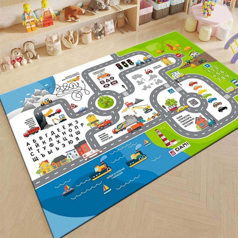 3D Game Carpet for Children's Bedroom Children Playground Floor Mat Non-Slip Kid Automotive Roads Playing Pad Home Decor Rugs