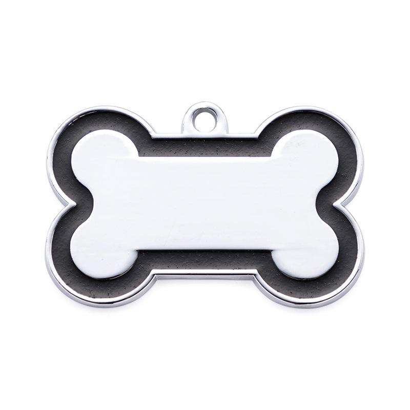 Double Side Dog Cat ID Tag Glitter Dogs Cats Name Pendant Tags Pet Collar Accessories Anti-lost Bone Tags for Small Dog Cat
