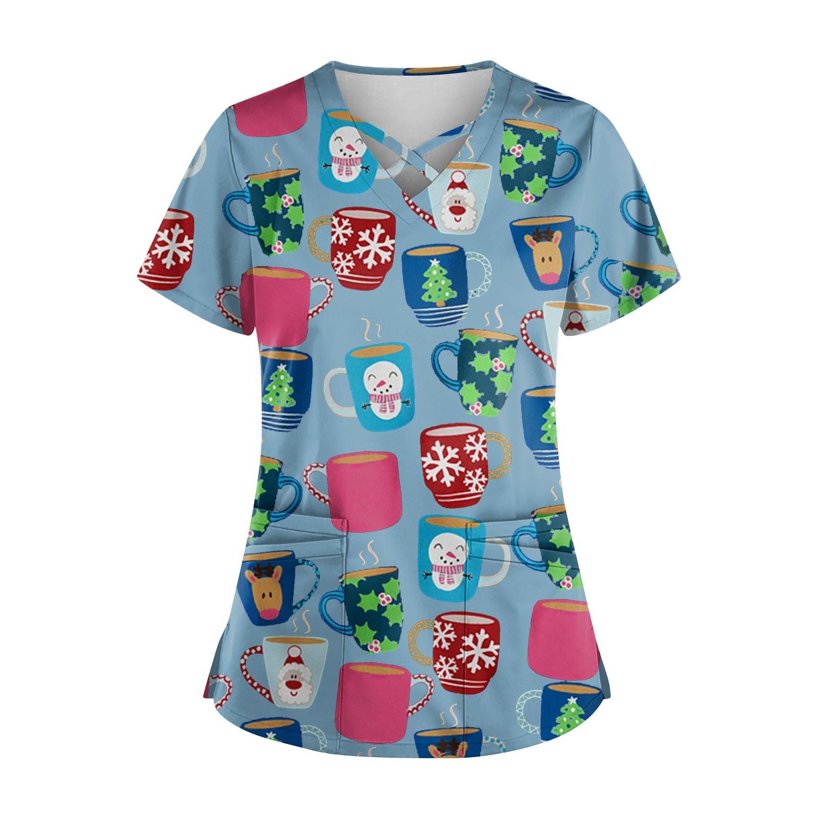 

Женская модная рабочая одежда с v-образным вырезом, короткими рукавами, завязками и карманами, топы соответствующего цвета и защитная одежда XXXXXL