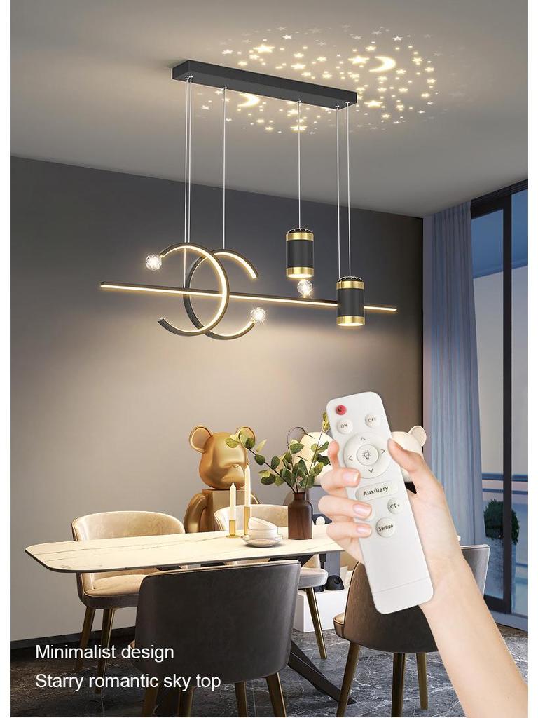 Minimalist LED Pendant Light for Restaurants & Dining - Modern Starry Sky Moon & Star Design