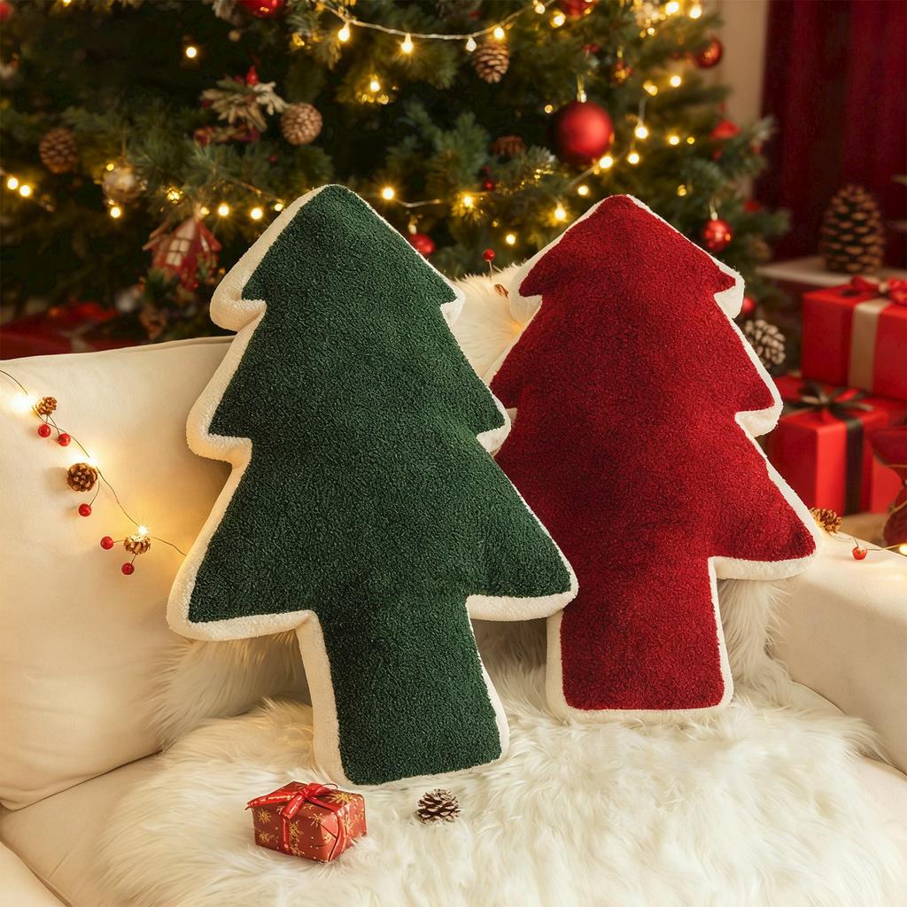 Pluszowe poduszki do rzucania w kształcie choinki, do salonu domowego, na sofę, poduszki i poduszki dekoracyjne na atmosferę świąteczną