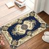 European Vintage Blue Rugs Bedroom Decor Home Carpets for Living Room Gold Flower Pattern Carpet Elegant Navy Floor Mat Gift Rug
