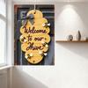 Rustic Welcome To Our Hive Beehive Wooden Sign with Bees & Checkered Bow Metal Tin Plaque for Beekeeping Home Garden Cafe Decor