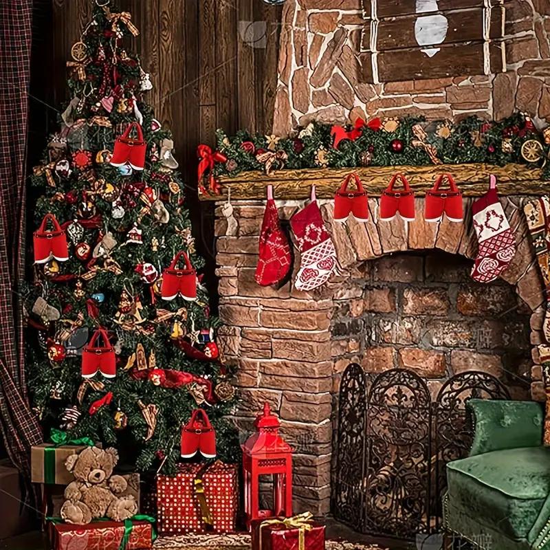 6-Pack Christmas Santa Pants Gift Bags, Small Polyester Candy Bags, Festive Treats Holder, Xmas Party Decorative Gift Pouches for Holiday Presents