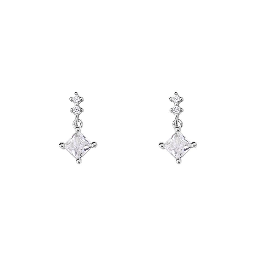 925 Sterling Silver Korean Fashion Inlaid Shiny Zircon Earrings for Women Exquisite Temperament Party Jewelry Accessories