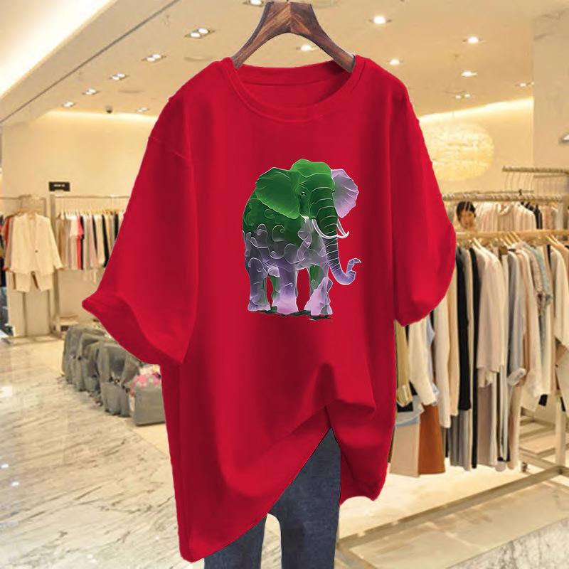 Elephant cotton short-sleeved T-shirt women's Hong Kong flavor chc top bottoming shirt design sense niche 2025 summer new trendy