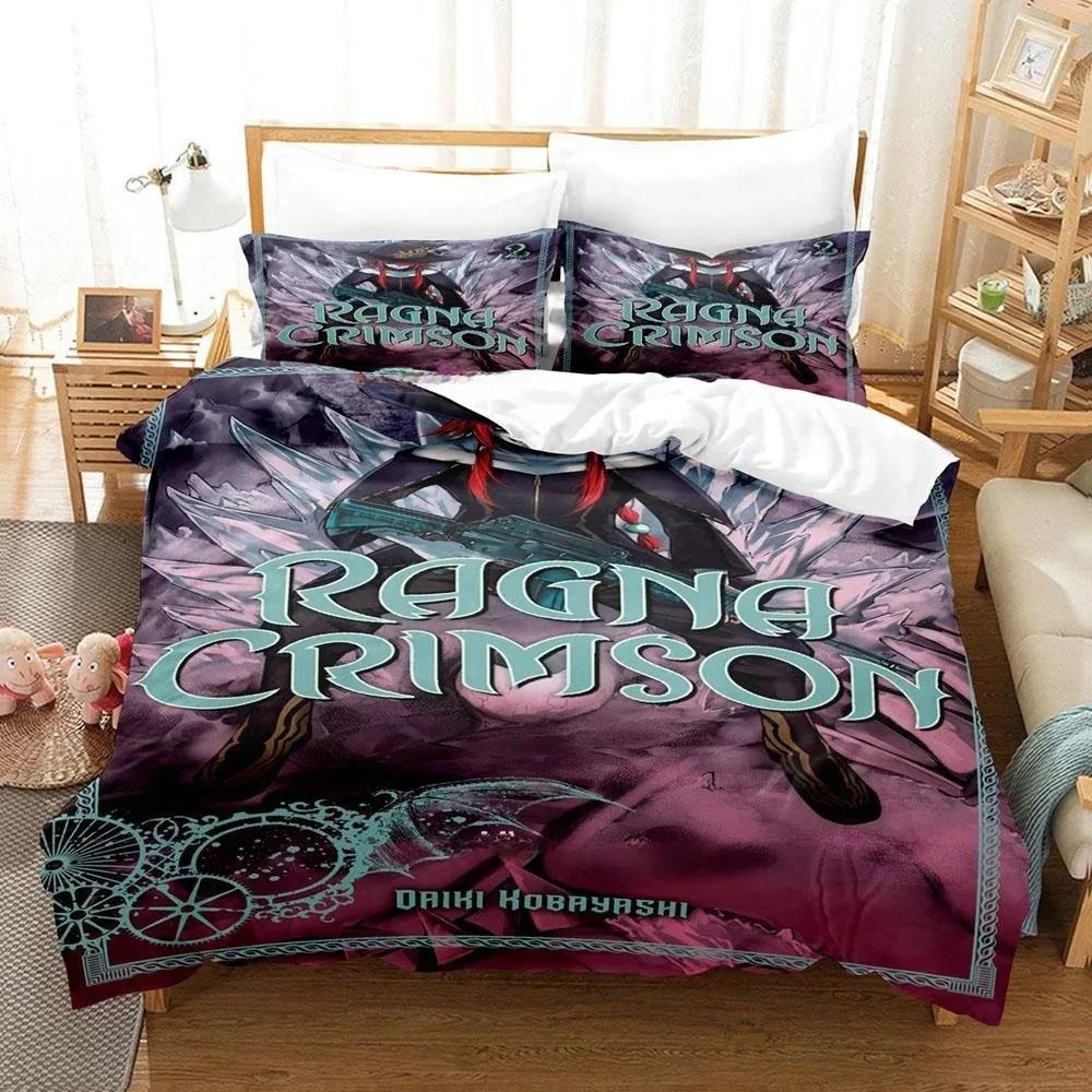 Anime Ragna Crimson Beding Set Single Twin Ful Quen King-Sized Dimensionsd Dimensions Tenager Bedrom Shet Set 3D Print Anime Bed Shet Set