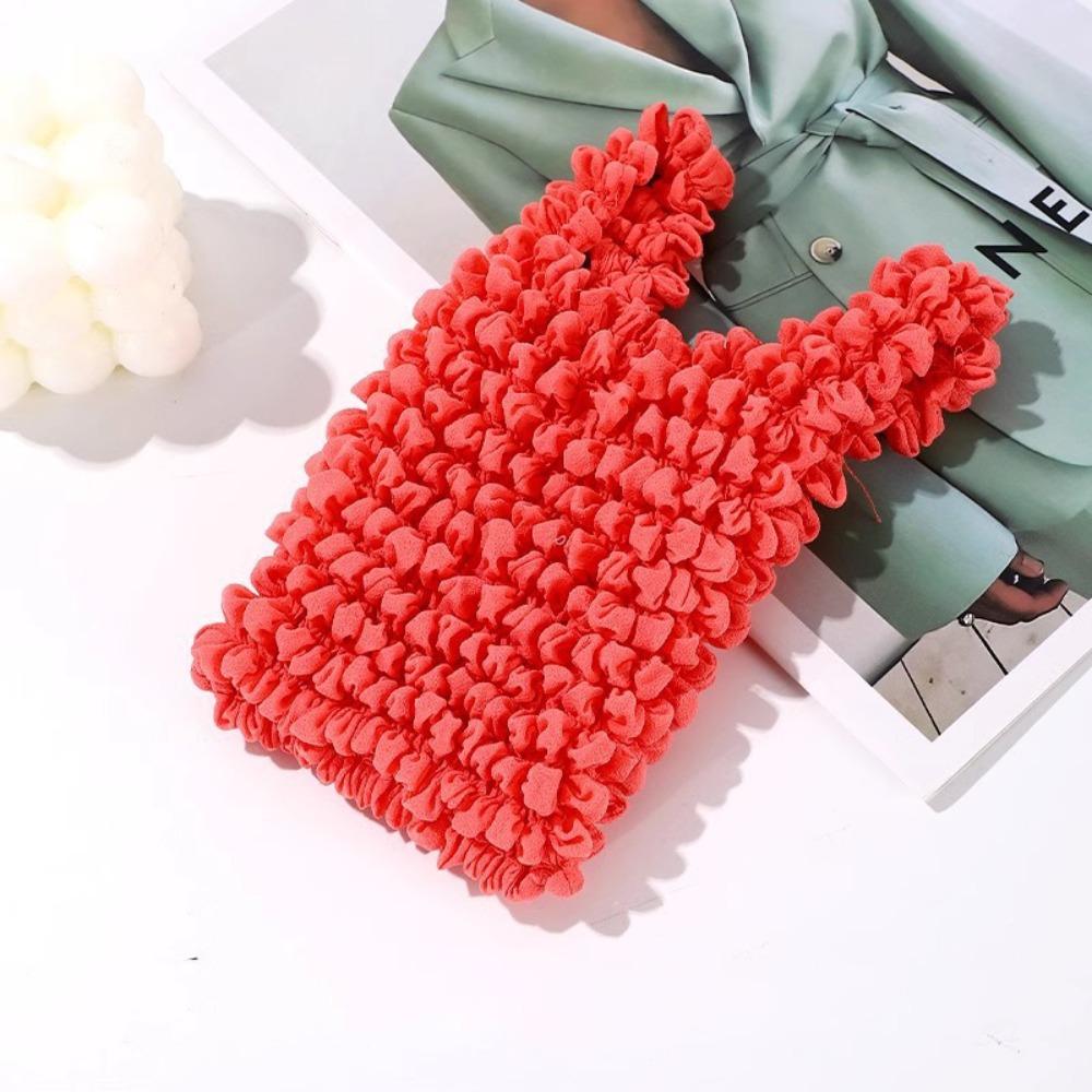 Large Capacity Pleated Flexible Handbag Shopping Bag Stretch Puff Bag Foldable Storage Bag  Travel