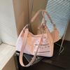Glossy Faux Leather Shoulder Bag with Multiple Zipper Pockets Women's Fashion Handbag Large Capacity