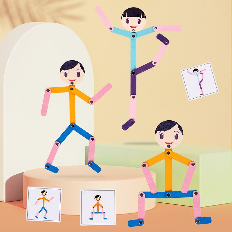 Joint Movement Wooden Manikin Puzzle Toy for Toddlers – Educational Play and Learning Aid