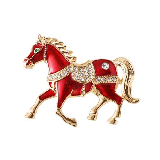 1/4Pcs Horse Brooch Alloy Enamel Pin with Rhinestones Inlaid Clothes Hats Bags Collar Badge Fashion Accessories