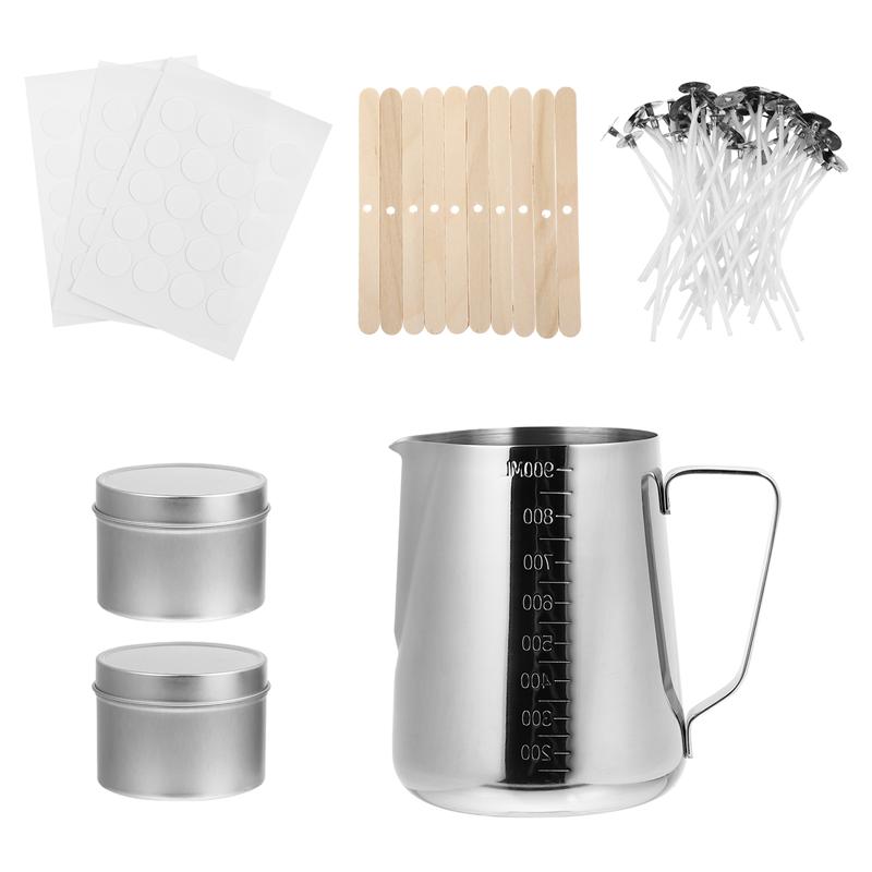1 Set Candle Making Kit Pouring Pot Wicks Sticker DIY Candle Fixator Craft Tools Diy Handmade Wax Candles with for Wedding Party