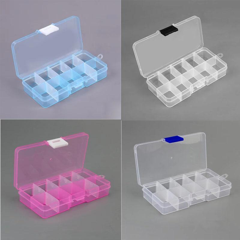 10 Grids Storage Box Container Jewelry Bead Case Organizer Boxes Case Compartments Plastic Transparent Detachable Organizadores