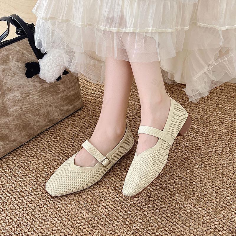 Fashion Women Casual Shoes 2025 Knit Mesh Sport Shoes Comfortable Breathable Versatile Spring Autumn EVA Insole Rubber Outsole Mary Jane