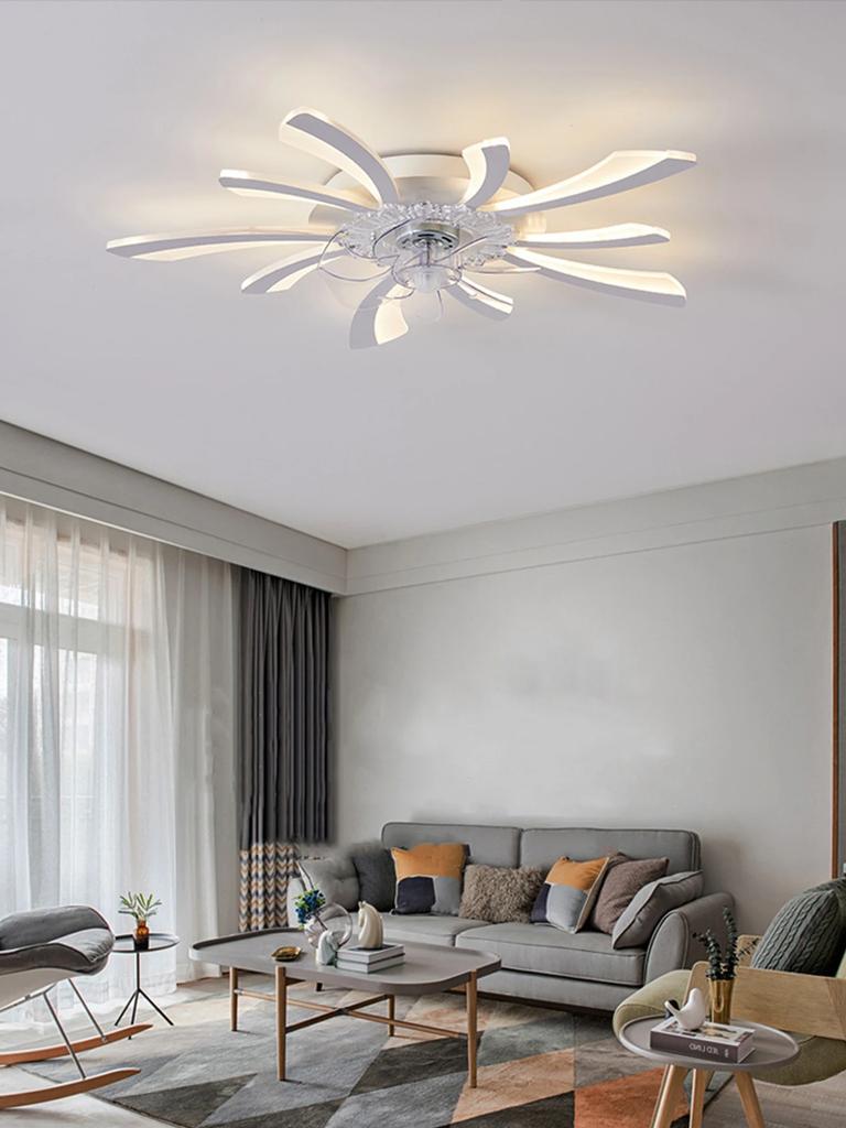 110-240v Intelligent Creative LED Ceiling Fan Light Black/white ceiling lustre for living room bedroom dining room room decor