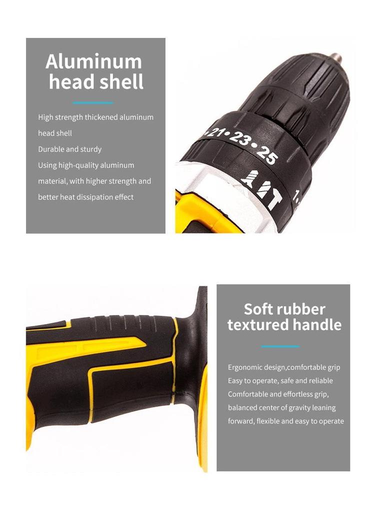 Multi-functional Rechargeable Lithium Electric Screwdriver Drill Set for Home Use