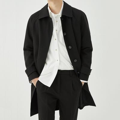 Men Windbreaker Lapel Long Sleeve Casual Coat Autumn Winter Mid-length Outwear