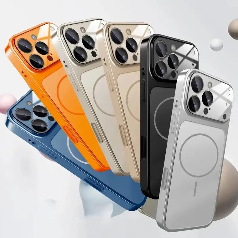 Original Glass Nano Matte Phone Case For iPhone 17 16 15 14 13 Pro Max 17 Air Magnetic For Magsafe Wireless Charging Armor Funda
