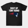 Men Black Print T-shirt Shut Up Tony Romo Patriots Football No-Cut Transfer Paper Print Cotton Tshirt
