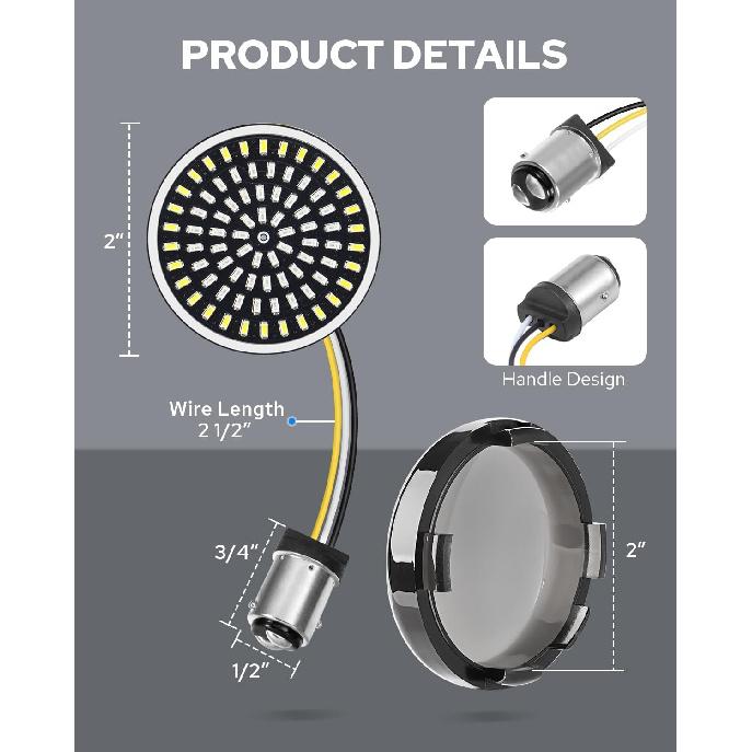 Benlari 1157 LED Turn Signals Front Rear 81 LED Lights Super Bright 1156 Bulbs Lens Kit 1986-2024 Compatible For Harley Davidson Touring Dyna Softail