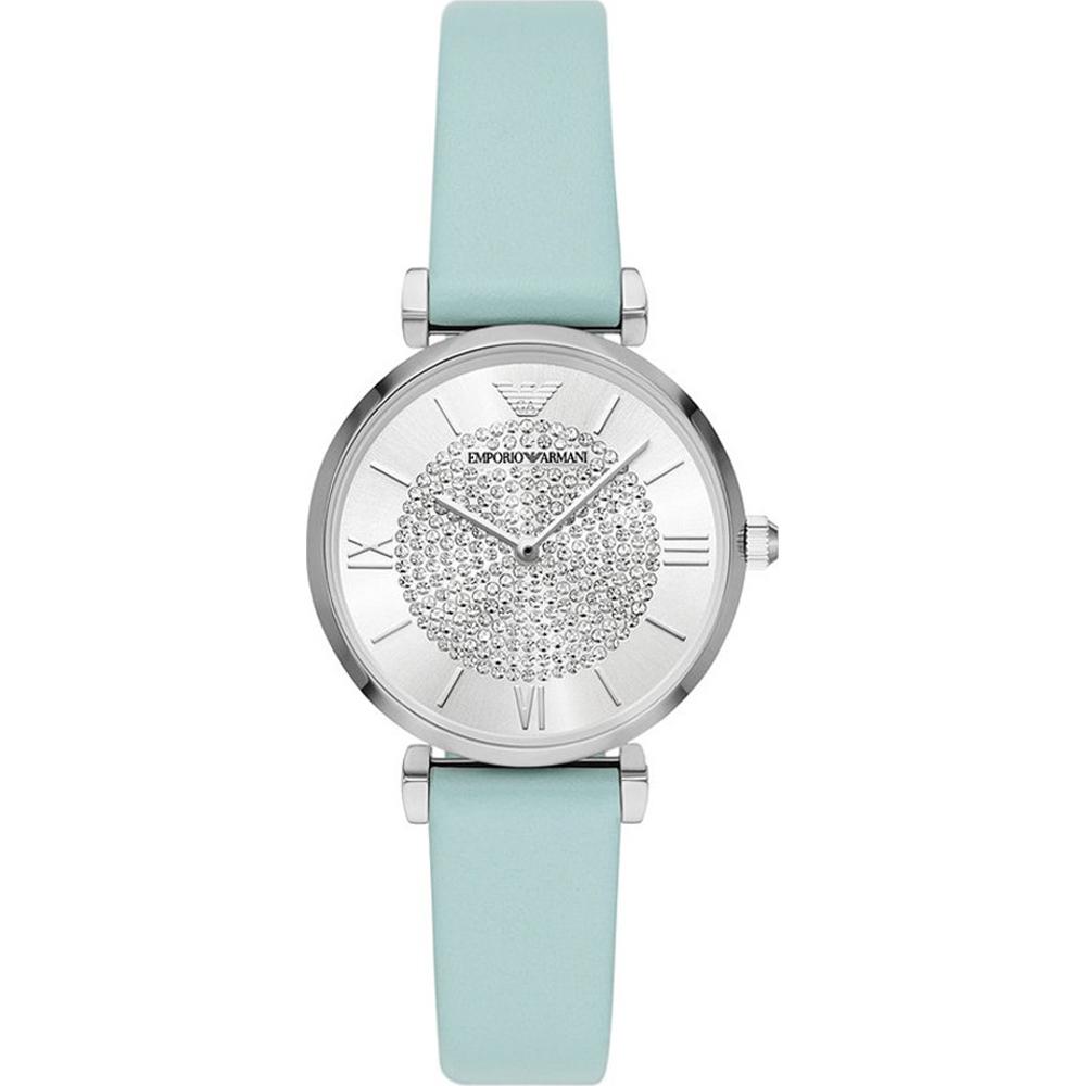 Emporio Armani Gianni T-Bar Silver Pastel green Leather Ladies  Quartz Watch AR11443 серебряный