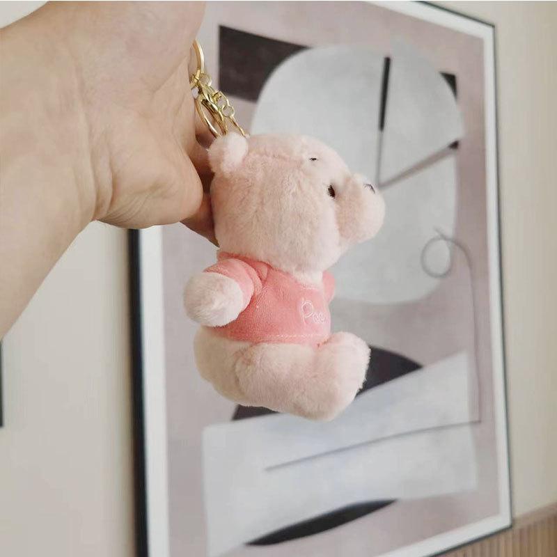 Bear Adorable Pink Plush Keychain Soft And Cuddly Toy Accessory For Backpacks