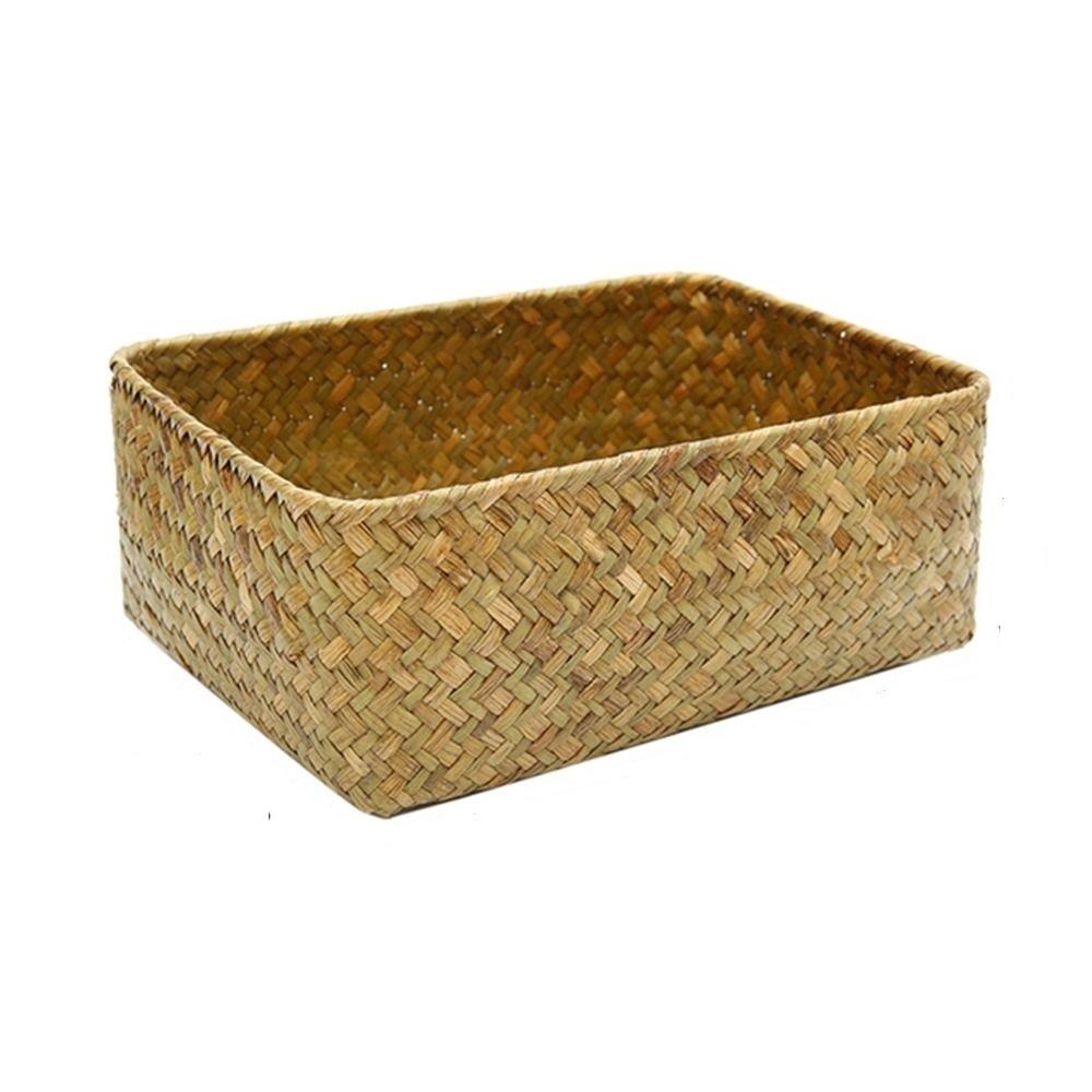 Handmade Woven Seagrass Storage Basket Straw Rattan Basket Picnic Basket Fruit Storage Box Cosmetic Storage Container Home Decor 15x11x6cm жёлтый 1290₽