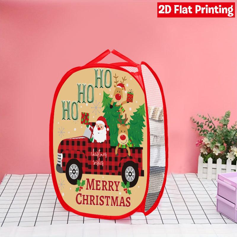 1Pcs Christmas Faceless Gnome Pop-Up Laundry Hamper Expandable Mesh Hamper Basket for Room Bedroom Bathroom Organization Contemporary Storage