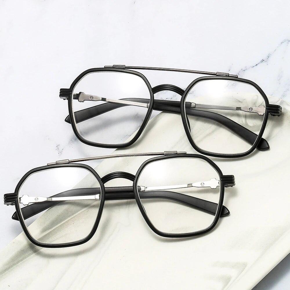 Hip Hop Punk Computer Glasses Frame Women Men Anti Blue Light Polygon Eyewear Blocking Glasses Optical Spectacle Eyeglass