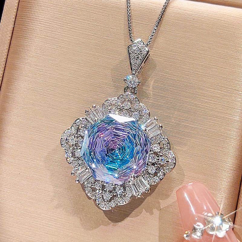 Jewelry Copper Bottom Gold Plating Simulation Millennium Gradual Change Color Temperament Set Main Stone 16-10Mm